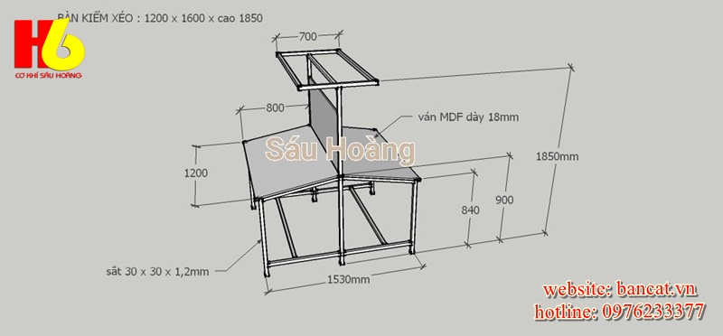 bản vẽ bàn kiểm hàng